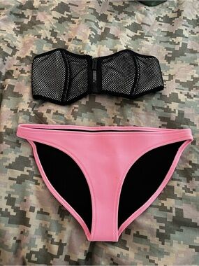 Triangl swimwear Pink and Black Neoprene Bikini Set